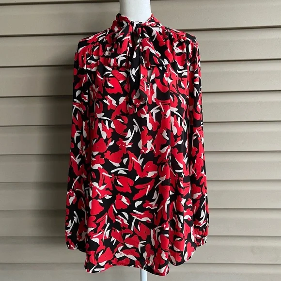 •The Limited• Abstract Popover Blouse with Bow - Size 3X - Picture 1 of 8
